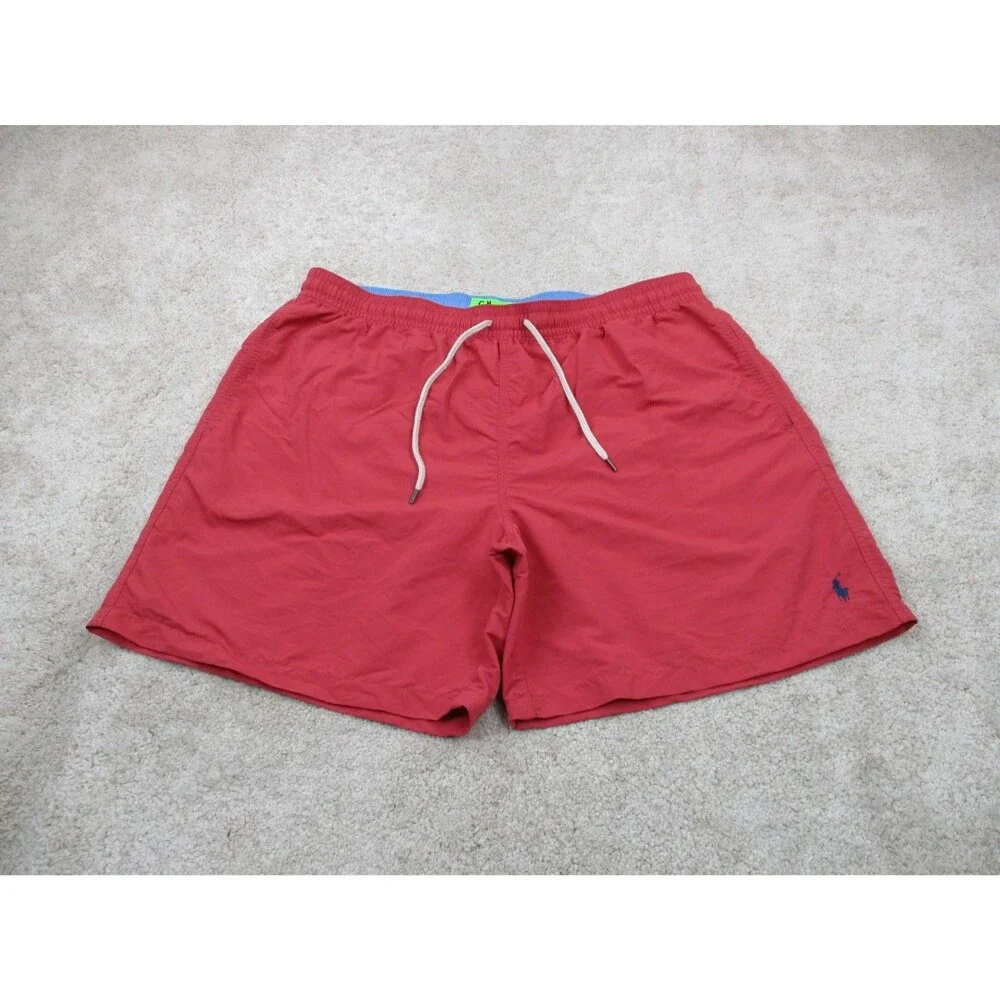 Polo Ralph Lauren Swim Trunks Mens 2XL XXL Red Traveler Mesh Lined Bathing Suit